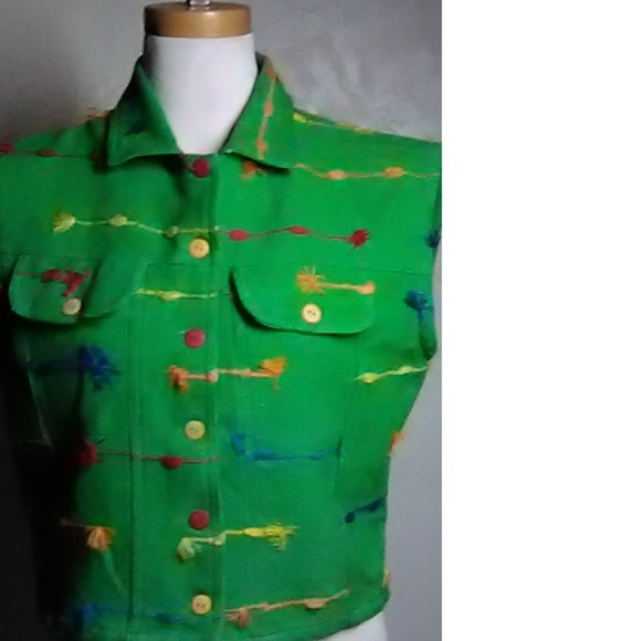 Ana's Fashion NWOT Green Cotton Vest Size XL - Picture 6 of 7